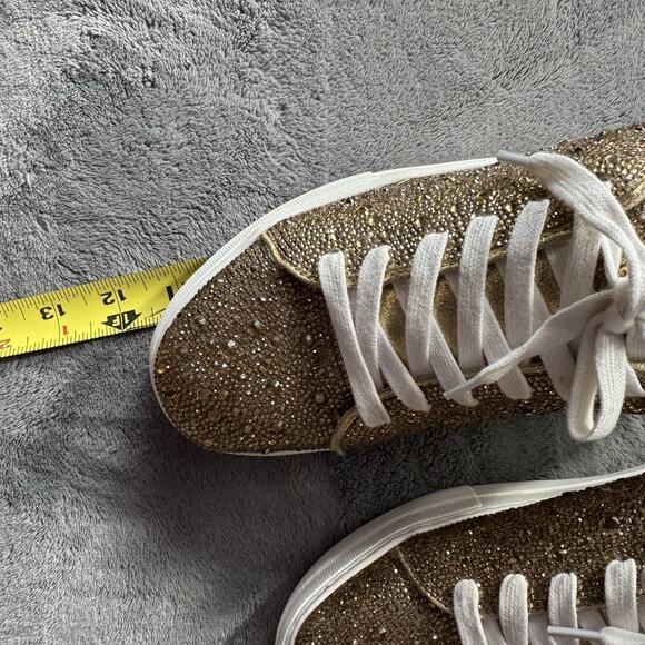 Betsey Johnson Gold Rhinestone Sidny Sneakers Women's 9.5 Bling Dopamine Glam - Picture 9 of 10